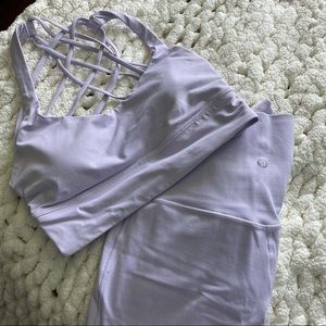 lululemon lavender bike short and bra set